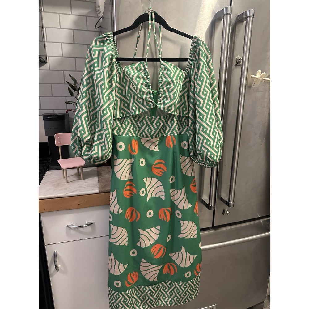 Retro 70's Vibes Halter With Small Cutt-out Puffy Sleeves Resort Wear Sz6 Trendy